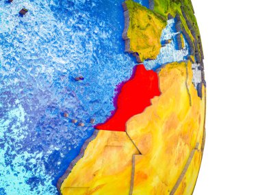 Fas Earth 3d modeli bölünmüş ülkeler ve mavi okyanuslar. 3D çizim.