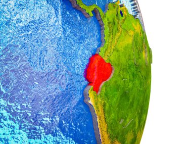 Ekvador Earth 3d modeli bölünmüş ülkeler ve mavi okyanuslar. 3D çizim.