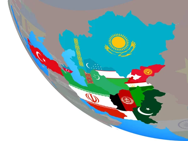 Estados Membros Eco Com Bandeiras Nacionais Globo Simples Ilustração — Fotografia de Stock