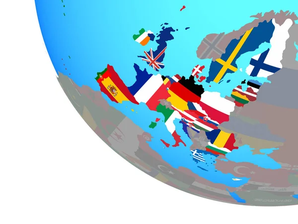 Europese Unie Met Nationale Vlaggen Eenvoudige Wereldbol Illustratie — Stockfoto
