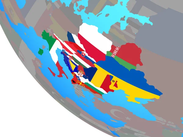 Pays Cei Avec Des Drapeaux Nationaux Sur Simple Globe Illustration — Photo