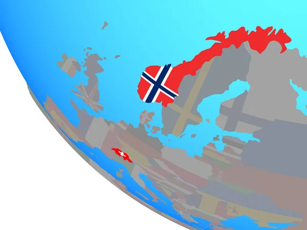 Efta Länder Mit Nationalflaggen Auf Einem Einfachen Globus Illustration — Stockfoto