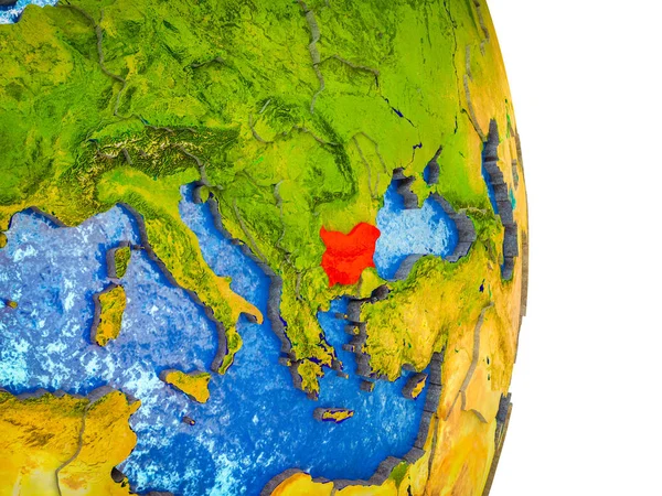 保加利亚在3D 模型地球与分裂国家和蓝色海洋 — 图库照片