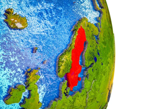 Швеція Моделі Землі Розділених Країнах Синій Океанів Ілюстрація — стокове фото