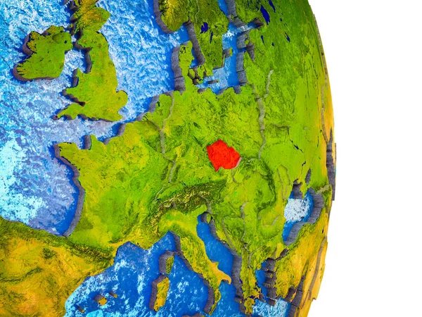 捷克共和国3D 模型地球与分裂国家和蓝色海洋 — 图库照片