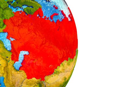 Eski Sovyetler Birliği Earth 3d modeli bölünmüş ülkeler ve mavi okyanuslar. 3D çizim.