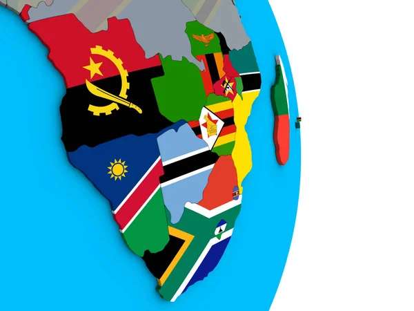 Південної Африки Вбудованих Національні Прапори Простий Політичних Моделі Землі Ілюстрація — стокове фото