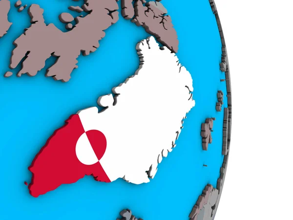 Γροιλανδία Ενσωματωμένο Εθνική Σημαία Απλό Πολιτικό Τρισδιάστατη Υδρόγειο Απεικόνιση — Φωτογραφία Αρχείου