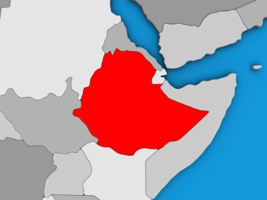 Etiyopya Mavi siyasi 3d dünya üzerinde. 3D çizim.