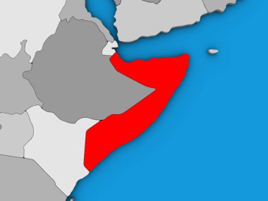 Somali mavi siyasi 3d dünya üzerinde. 3D çizim.