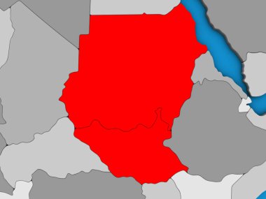 Sudan mavi siyasi 3d dünya üzerinde. 3D çizim.