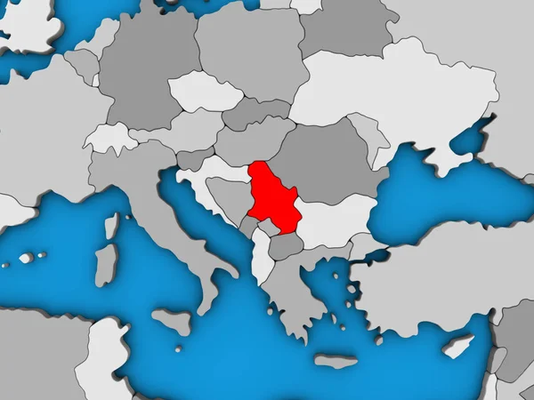 Szerbia Kék Politikai Földgömb Illusztráció — Stock Fotó