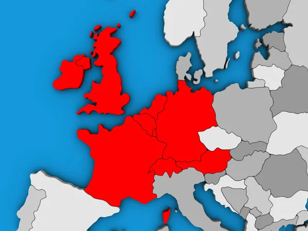 Europa Occidental Mundo Político Azul Ilustración — Foto de Stock