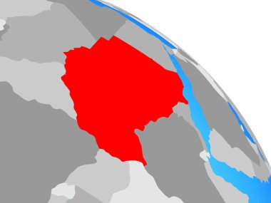 Sudan basit mavi siyasi dünya üzerinde. 3D çizim.