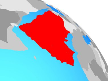 Arabistan basit mavi siyasi dünya üzerinde. 3D çizim.