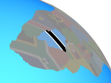 Botsvana basit mavi siyasi dünya üzerinde ulusal bayrak ile. 3D çizim.