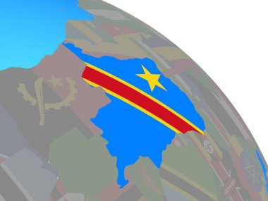 Kongo ile basit mavi siyasi dünya Ulusal bayrağını dem mümessili. 3D çizim.