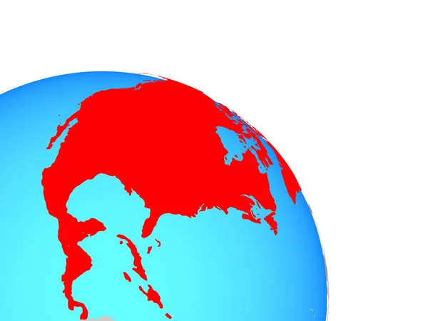 Ameryce Północnej Prosty Niebieski Globus Polityczny Ilustracja — Zdjęcie stockowe