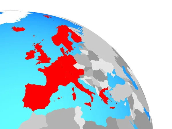Europa Occidentale Sul Semplice Globo Politico Blu Illustrazione — Foto Stock