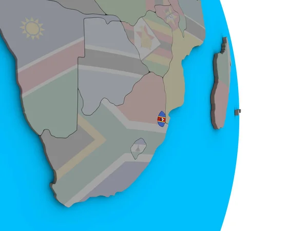 Eswatini Beágyazott Nemzeti Zászló Egyszerű Politikai Földgömb Illusztráció — Stock Fotó