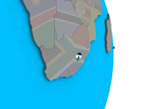 Lesotho Embedded National Flag Simple Political Globe Illustration — Stock Photo, Image