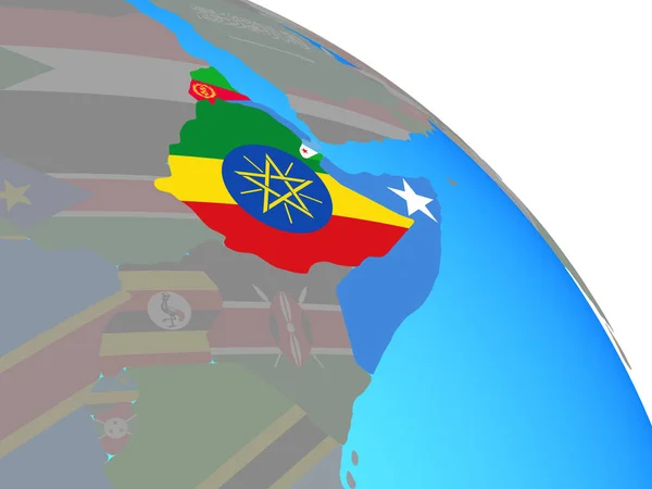 Chifre África Com Bandeiras Nacionais Simples Globo Político Azul Ilustração — Fotografia de Stock