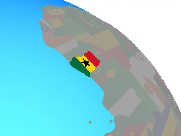 シンプルなブルーの政治世界の国旗とガーナ イラストレーション — ストック写真