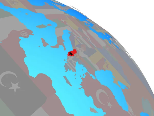 Albánia Nemzeti Zászló Egyszerű Kék Politikai Földgömb Illusztráció — Stock Fotó