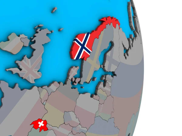 Efta Länder Med Inbäddade Nationsflaggor Enkla Politiska Klot Illustration — Stockfoto