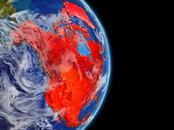 Nordamerika Planeten Jorden Med Mycket Detaljerade Planeten Ytan Och Moln — Stockfoto
