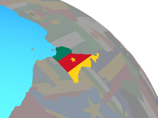 Camerún Con Bandera Nacional Simple Globo Político Azul Ilustración — Foto de Stock