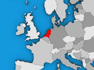 Hollanda mavi siyasi 3d dünya üzerinde. 3D çizim.