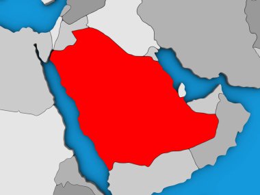 Suudi Arabistan mavi siyasi 3d dünya üzerinde. 3D çizim.