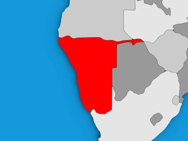 Namibya mavi siyasi 3d dünya üzerinde. 3D çizim.