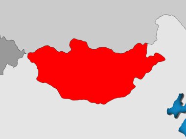 Moğolistan mavi siyasi 3d dünya üzerinde. 3D çizim.