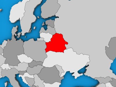 Beyaz Rusya mavi siyasi 3d dünya üzerinde. 3D çizim.