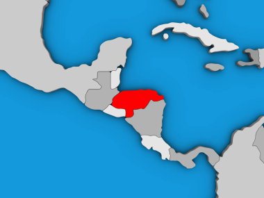 Honduras mavi siyasi 3d dünya üzerinde. 3D çizim.