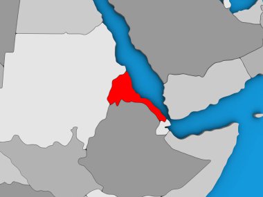 Eritre mavi siyasi 3d dünya üzerinde. 3D çizim.