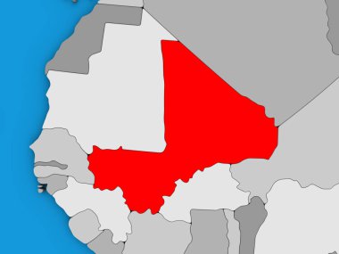 Mali mavi siyasi 3d dünya üzerinde. 3D çizim.