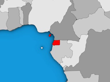 Ekvator Ginesi mavi siyasi 3d dünya üzerinde. 3D çizim.