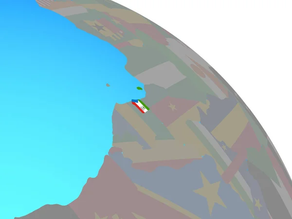 Äquatorialguinea Mit Nationalflagge Auf Einem Einfachen Blauen Politischen Globus Illustration — Stockfoto