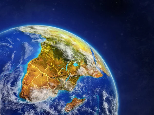 Africa from space. Planet Earth with country borders and extremely high detail of planet surface and clouds. 3D illustration. Elements of this image furnished by NASA.