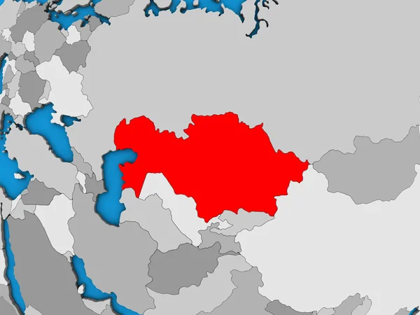 Kazahsztán Kék Politikai Földgömb Illusztráció — Stock Fotó