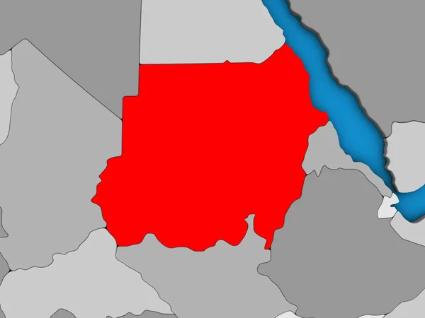 苏丹在蓝色政治3D — 图库照片