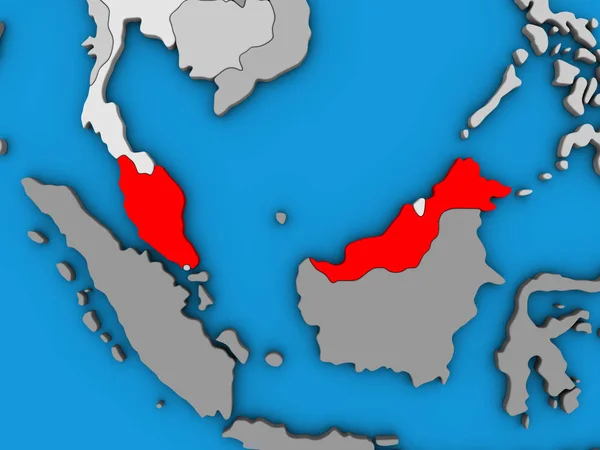 马来西亚在蓝色政治3D — 图库照片