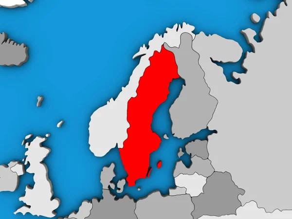 Sverige Blå Politiska Klot Illustration — Stockfoto