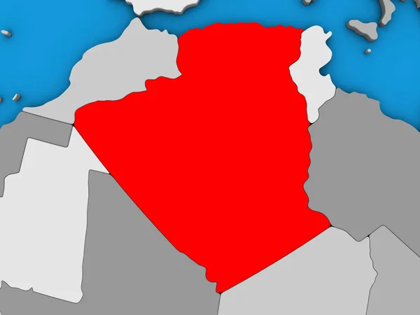 Алжир Голубом Политическом Глобусе Иллюстрация — стоковое фото