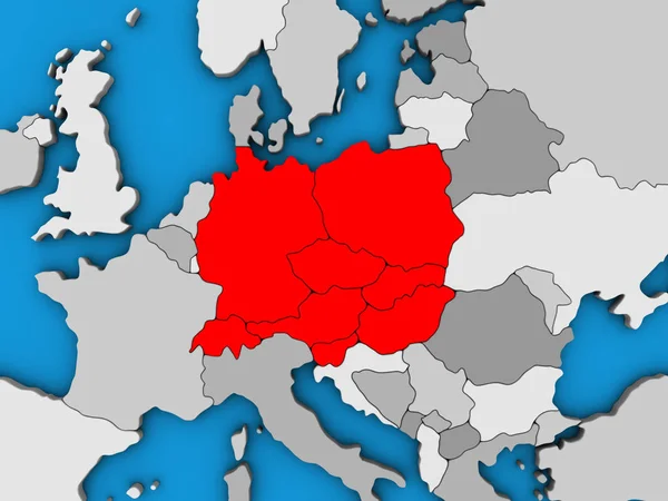 Midden Europa Blauwe Politieke Globe Illustratie — Stockfoto