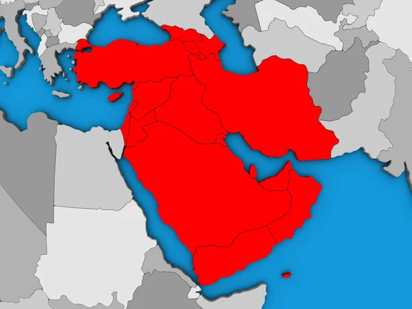 Asia Occidentale Sul Globo Blu Politico Illustrazione — Foto Stock