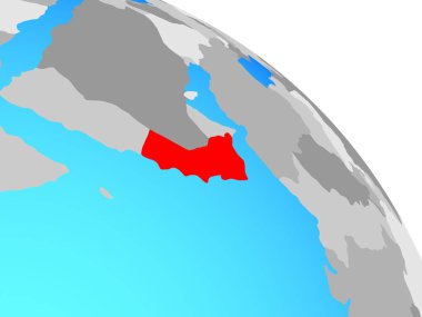 Umman basit mavi siyasi dünya üzerinde. 3D çizim.